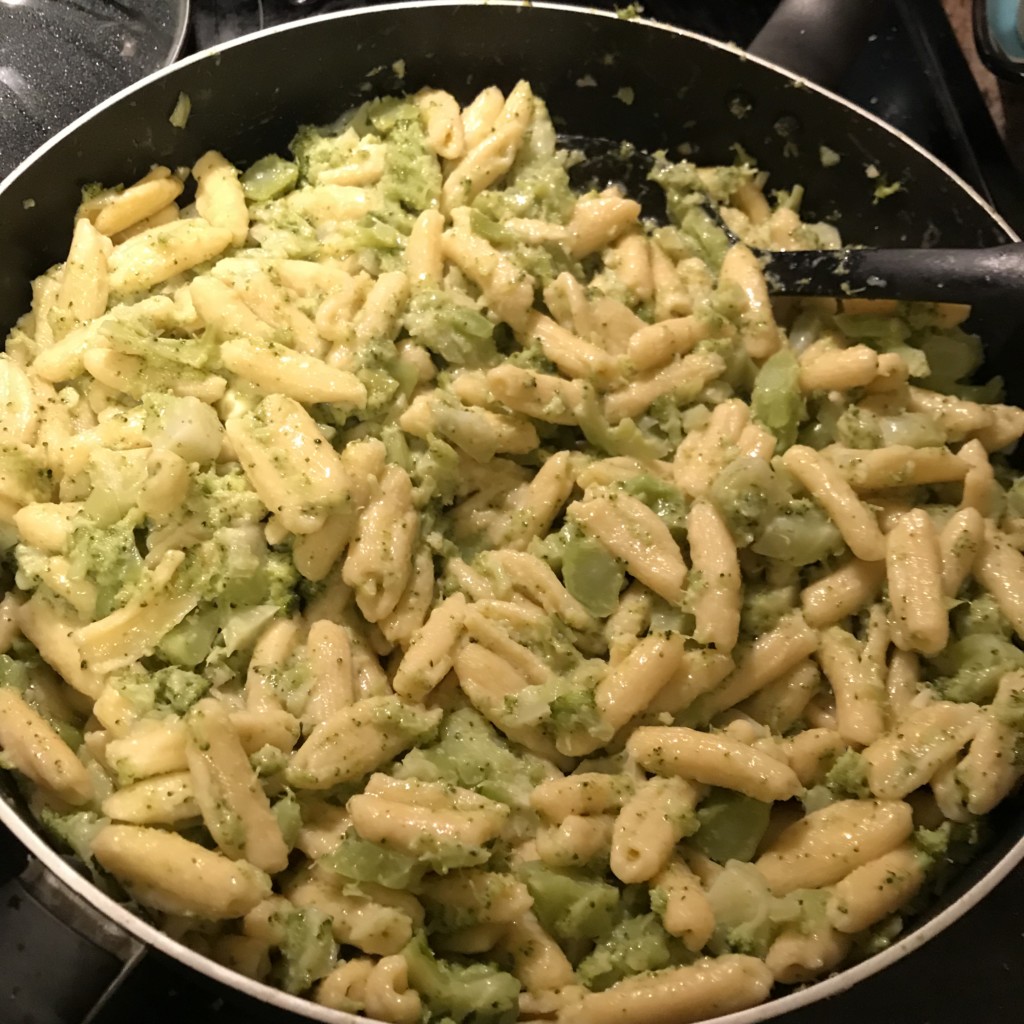 cavatelli pasta and broccoli in pan Providence Moms Blog